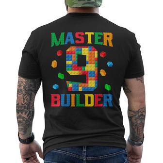 Master Builder 9Th Birthday 9 Year Old Brick Building Blocks Men's T-shirt Back Print - Thegiftio UK