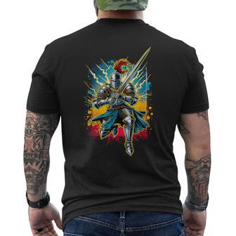 Medieval Knight Armor Sword Helmet Ren Faire Boys Graphic Men's T-shirt Back Print - Thegiftio UK