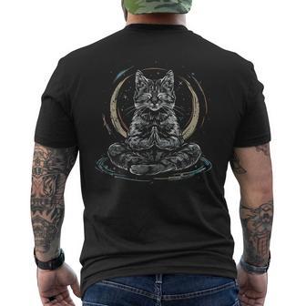 Meditation Cat Yoga Spiritual Hindu Buddhist Zen Buddha Men's T-shirt Back Print | Mazezy