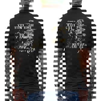 Messy Bun Sittin Pretty & Ridin-Dirty Country Southern Tank Top Men's Back Print T-Shirt | Mazezy