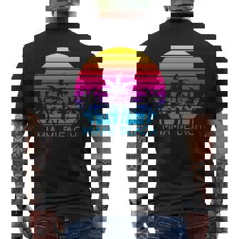 Miami Beach Florida Retrointage Atardeceracacionesiajes Manga Larga Camiseta Hombre Estampado Espalda - Regaloses