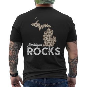 Michigan Rocks Petoskey Stones Midwest Rock Collector Men's T-shirt Back Print - Thegiftio UK
