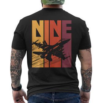 Military Fighter Jet Retro Nine Year Old Boys 9Th Birthday Men's T-shirt Back Print - Thegiftio UK