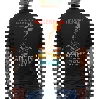 Millennial Anti Theft Device Car Lover Auto Mechanic Vintage Men's Back Print T-Shirt | Mazezy