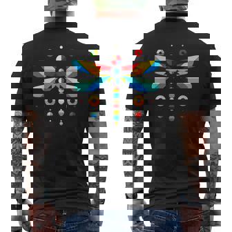 Modern Geometric Minimalism Illustration Dragonfly Graphic Men's Back Print T-Shirt | Mazezy