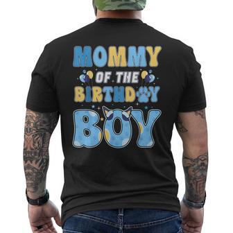 Mommy Of The Birthday Boy Family Blue Dog Fun Birthday Party Men's T-shirt Back Print - Thegiftio UK