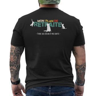 Mon Plan De Retraité Cadeau Retraité Chat Humour T-shirt imprimé au dos - Cadeauxyz