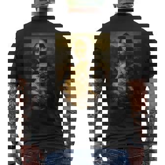 Mona Lisa Et Bulldog Parodie D'art De La Renaissance T-shirt imprimé au dos - Cadeauxyz