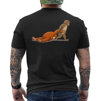 Monkey Punch Graphic Baby Monkey Holding Plush Toy Men's T-shirt Back Print - Thegiftio UK