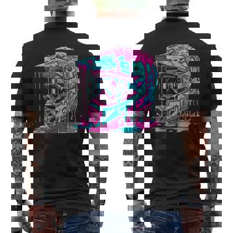 Motocross Helmet Drip Melt Graphic Dirt Bike Racing Men's T-shirt Back Print - Monsterry