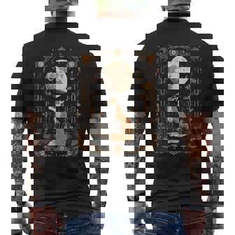 Mystic Moon And Moonphase Fox Mystical Flowers Aesthetic Men's T-shirt Back Print - Monsterry