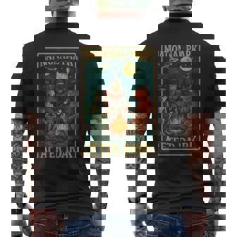 National Park After Dark Alien Bigfoot Bear Camping Men's T-shirt Back Print - Thegiftio