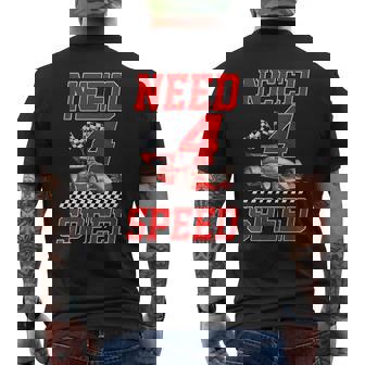 Need Four Speed Racing Car Flag 4Th Birthday Boy 4 Year Old Men's T-shirt Back Print | Seseable CA