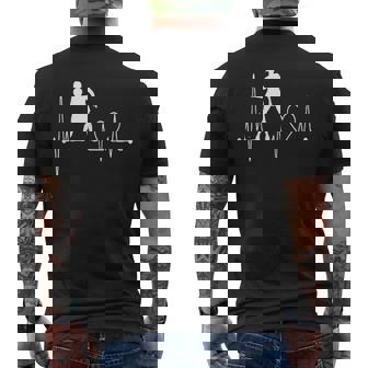 Netball Heartbeat EKG Pulse Line Netball Player Men's Back Print T-Shirt | Mazezy