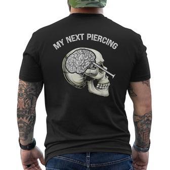 My Next Piercing Lobotomy Meme Skeleton Skull & Brain Men's T-shirt Back Print - Thegiftio UK