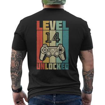 Nivel 14 Desbloqueado Boda Del 14º Aniversario Camiseta Hombre Estampado Espalda - Regaloses