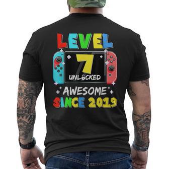 Nivel 7 Desbloqueado Impresionante Desde Eléptimo Cumpleaños De Juegos De 2019 Camiseta Hombre Estampado Espalda - Regaloses