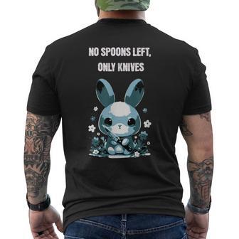 No Spoons Left Chronic Pain Humour Rabbit Cute Spoonie Men's T-shirt Back Print - Thegiftio UK