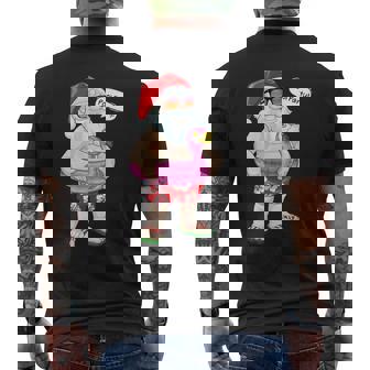 Noël En Juillet Fête De Piscine Père Noël Flamant Rose Flottant Été T-shirt imprimé au dos - Cadeauxyz