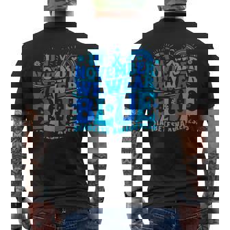 In November We Wear Blue Diabetes Awareness Ribbon Men's T-shirt Back Print - Monsterry