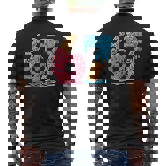 Number 67 Ice Cream Drip Cool Meme Six Seven Gen Alpha Slang Men's T-shirt Back Print - Monsterry