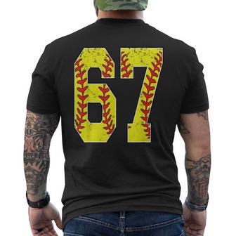 Number 67 Softball 67 Jersey Number Softball Lover Men's T-shirt Back Print - Thegiftio UK