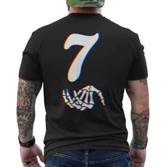 Number 7 Matching 67 Meme Skeleton Hand Halloween Costume Men's T-shirt Back Print - Thegiftio UK