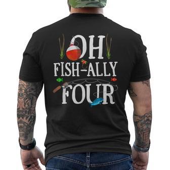 O-Fish-Ally Four Birthday Decorations 4Th Birthday Boy Men's T-shirt Back Print - Thegiftio UK