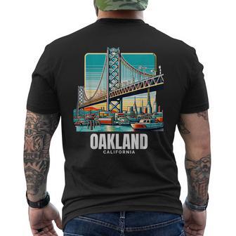 Oakland California Port Of Oakland Bay Bridge Bay Area Love Men's T-shirt Back Print - Thegiftio