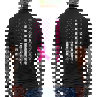 In October We Wear Pink American Flag Men's T-shirt Back Print | Seseable CA