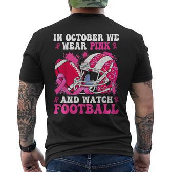 In October We Wear Pink Football Breast Cancer Awareness Men's T-shirt Back Print - Thegiftio UK