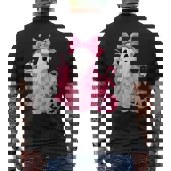 In October We Wear Pink Ghost Witch Breast Cancer Awareness Men's T-shirt Back Print | Seseable CA