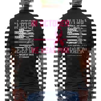 In October We Wear Pink Us Flag Breast Cancer Awareness Men's T-shirt Back Print - Thegiftio