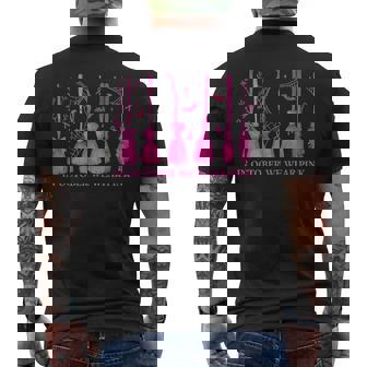 In October We Wear Pink Witch Broom Breast Cancer Halloween Men's T-shirt Back Print | Mazezy