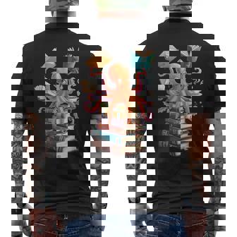 Octopus Book Reading Book Reader Ocean Octopus Men's T-shirt Back Print - Monsterry