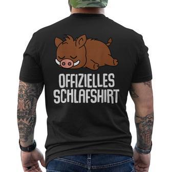 Offizielleschlaf Pyjama Wildschweinchwein Geschenk T-Shirt mit Rückendruck - Geschenkecke