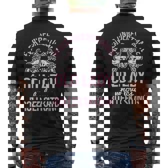 Old Lady Loves Roller Derby Roller Skating Roller Skate Men's Back Print T-Shirt | Mazezy