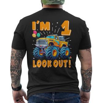 One 1St Birthday Boy Monster Truck Car 1 Year Old Men's T-shirt Back Print - Thegiftio UK