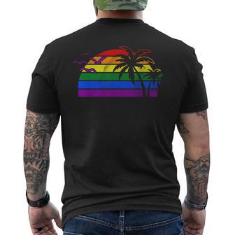 Orgullo Gay Atardecer Palmeras LgbtqIntage Camiseta Hombre Estampado Espalda - Regaloses