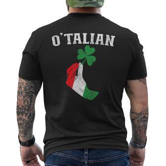 O'talian Shamrock St Patrick's Day Italy Flag Clover Men's T-shirt Back Print - Thegiftio