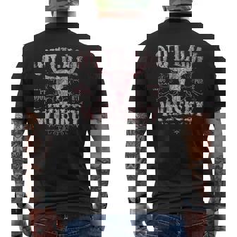 Outlaw Whiskey Bull Skull Western Country Vintage Men's Back Print T-Shirt | Mazezy