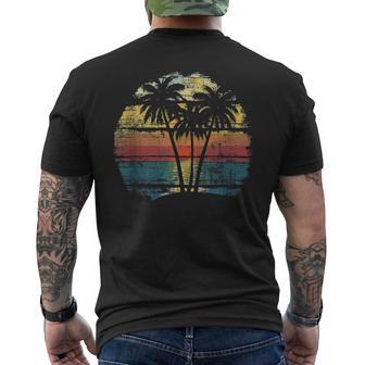 Palm Tree Tropical Beach Pattern Retro Vintage 70S 80S Style Men's T-shirt Back Print - Thegiftio