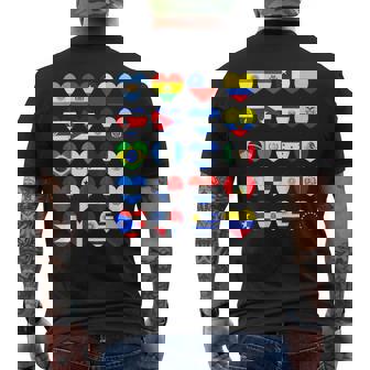Hispanic Heritage Month Latino All Countries Heart Flags Men's T-shirt Back Print - Monsterry
