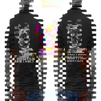 Pardon My French Pop Art Frenchie French Bulldog Men's Back Print T-Shirt | Mazezy