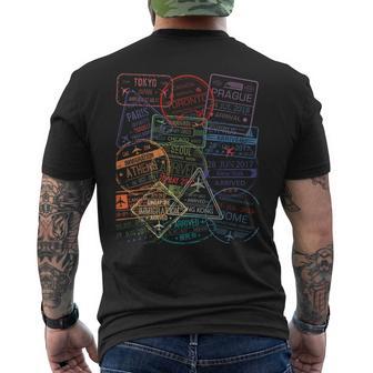 Passport Stamps Global Travel Airport Stamps Collage Men's T-shirt Back Print - Thegiftio UK