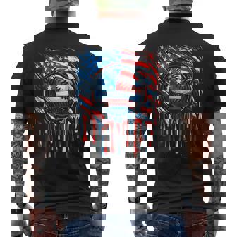 Patriotic Baseball Dripping 4Th Of July Usa American Flag Men's T-shirt Back Print - Monsterry