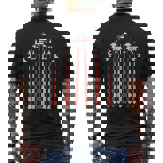 Patriotic Fighter Jets Usa Flag Red White & Blue 4Th Of July Men's T-shirt Back Print | Seseable CA