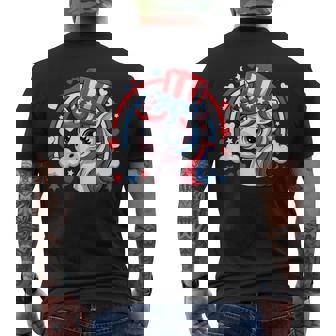 Patriotic Unicorn Veterans Day Red White Blue Usa Americorn Men's T-shirt Back Print | Mazezy