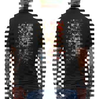 Patriotic Wolf American Flag Usa Wolf Lover Vintage Men's T-shirt Back Print | Mazezy