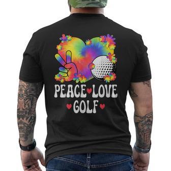 Peace Love Golf Lover 60S 70S Hippie Outfit Golf Men's T-shirt Back Print | Mazezy